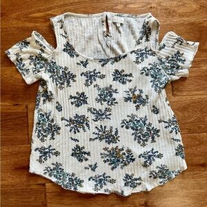 Lucky Brand Floral Cutout Sleeve Blouse
